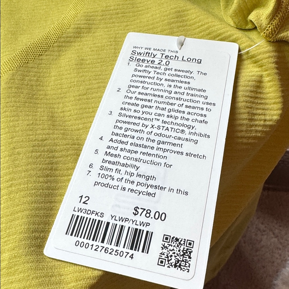 Lululemon Swiftly Tech Long Sleeve Yellow Pear - Picture 4 of 6